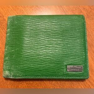Salvatore Ferragamo Textured Leather Bifold Wallet Green